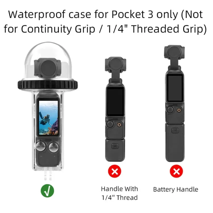 For DJI Osmo Pocket 3 BRDRC 40m Depth Waterproof Case Diving Housing Cover(Black Handle)