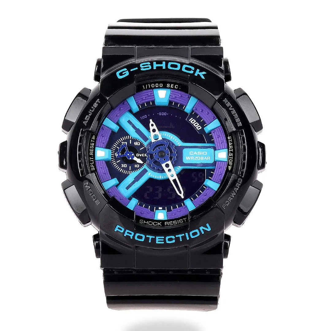 G Shock Black Purple Analogue and Digital Watch