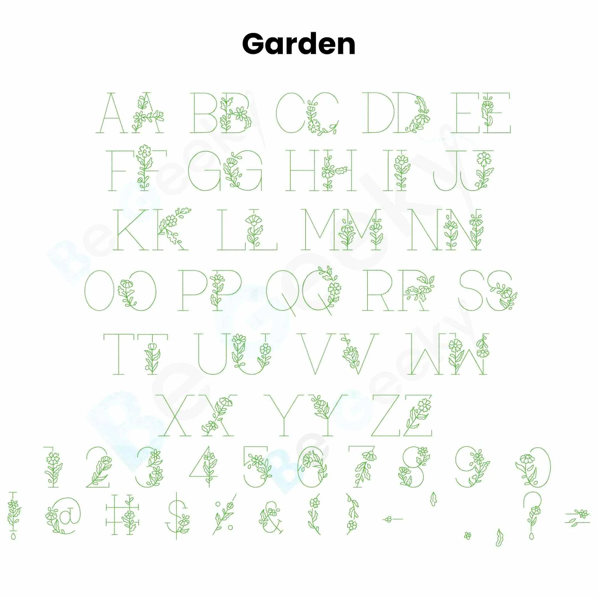 Garden Digital Embroidery Font