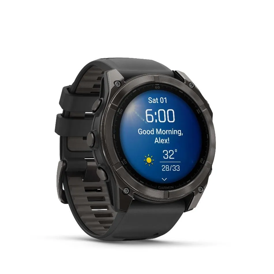 Garmin Fenix 8, 51mm, AMOLED, Sapphire, Carbon Grey Titanium and Black with Black and Pebble Grey Band