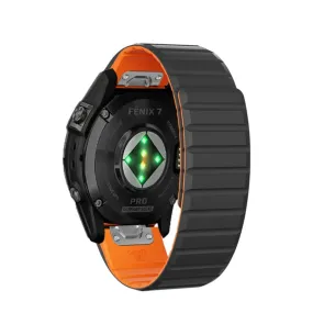 Garmin Fortex 701 Ballistic Edition Magnetic Silicone Dual Color Wristband with 26mm quick release (joint circumference: 170-230mm) - Black / Orange