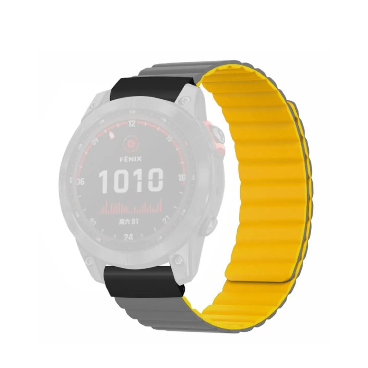 Garmin Tactix Delta Solar Silicone Sport Magnetic Wristband - Gray / Yellow