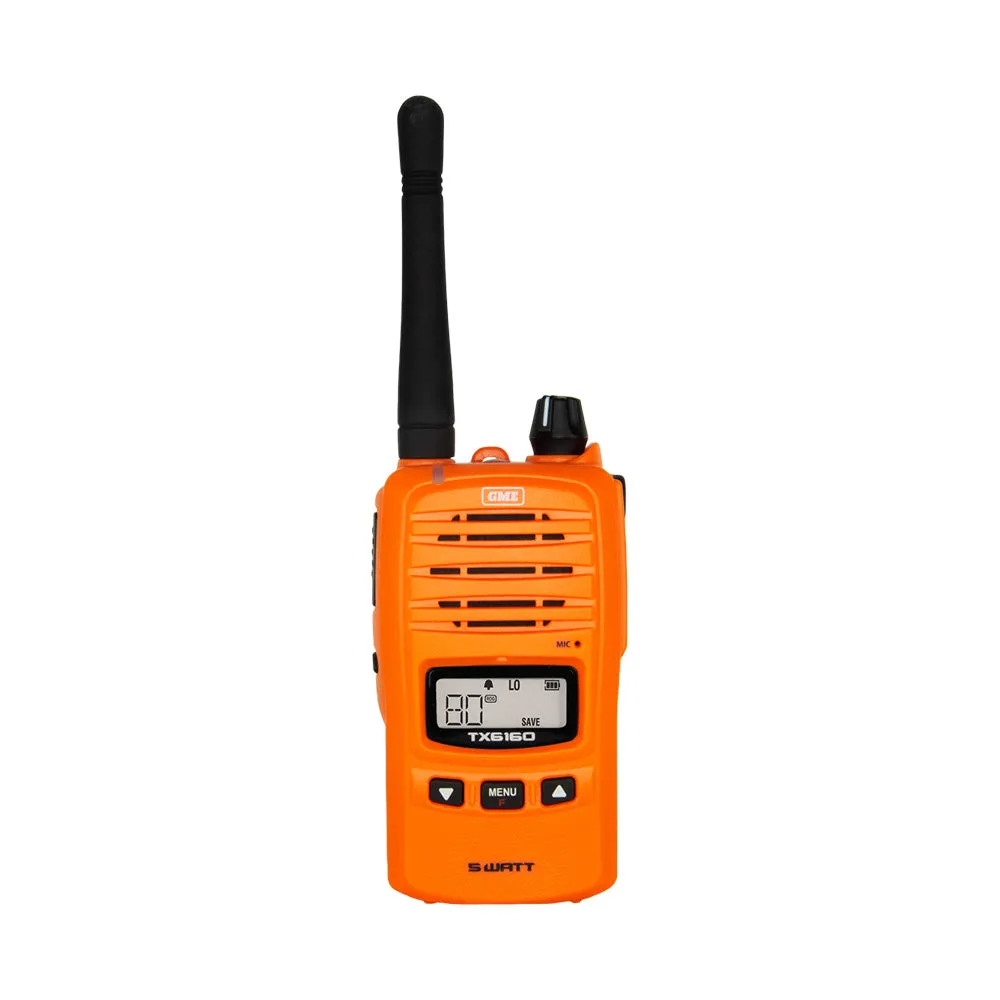 GME 5/1 Watt UHF CB Handheld Radio - Twin Pack - Blaze Orange