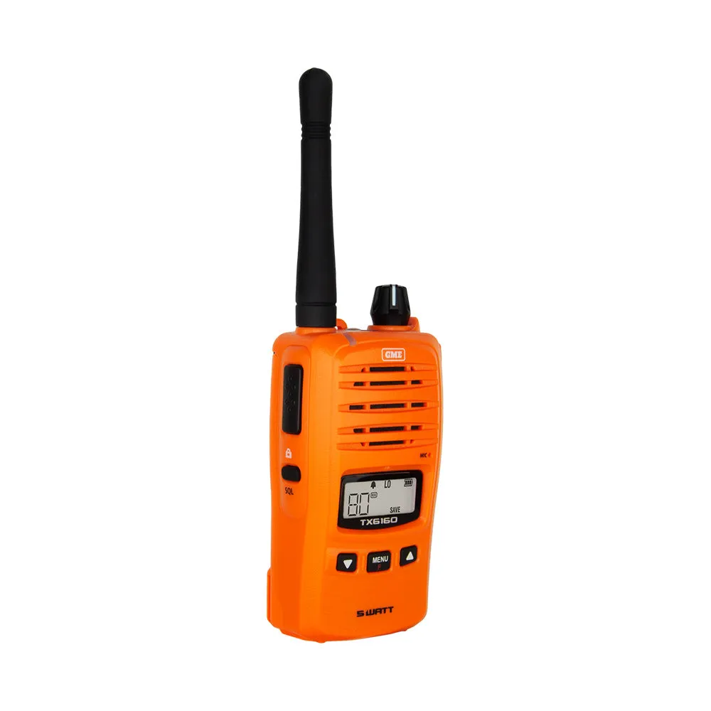 GME 5/1 Watt UHF CB Handheld Radio - Twin Pack - Blaze Orange