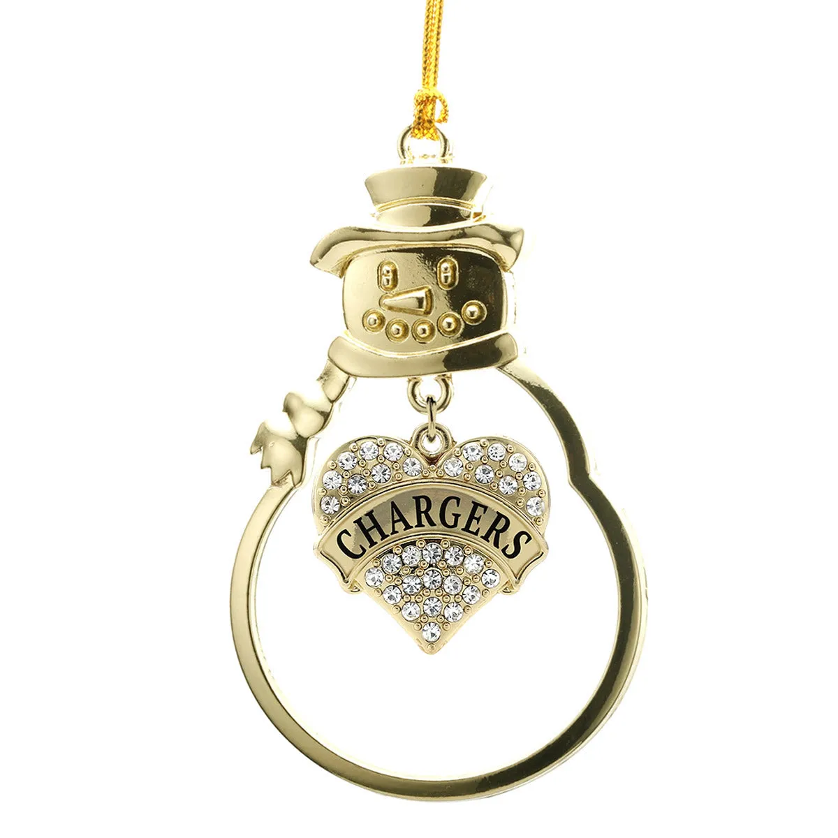 Gold Chargers Pave Heart Charm Snowman Ornament