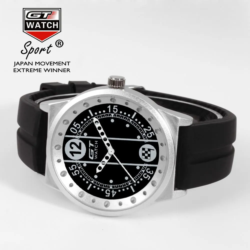 GT WATCH Driver Racing Gulf Collection Stainless Steel Case Relojes Men's Military Race Silicone Strap Watch