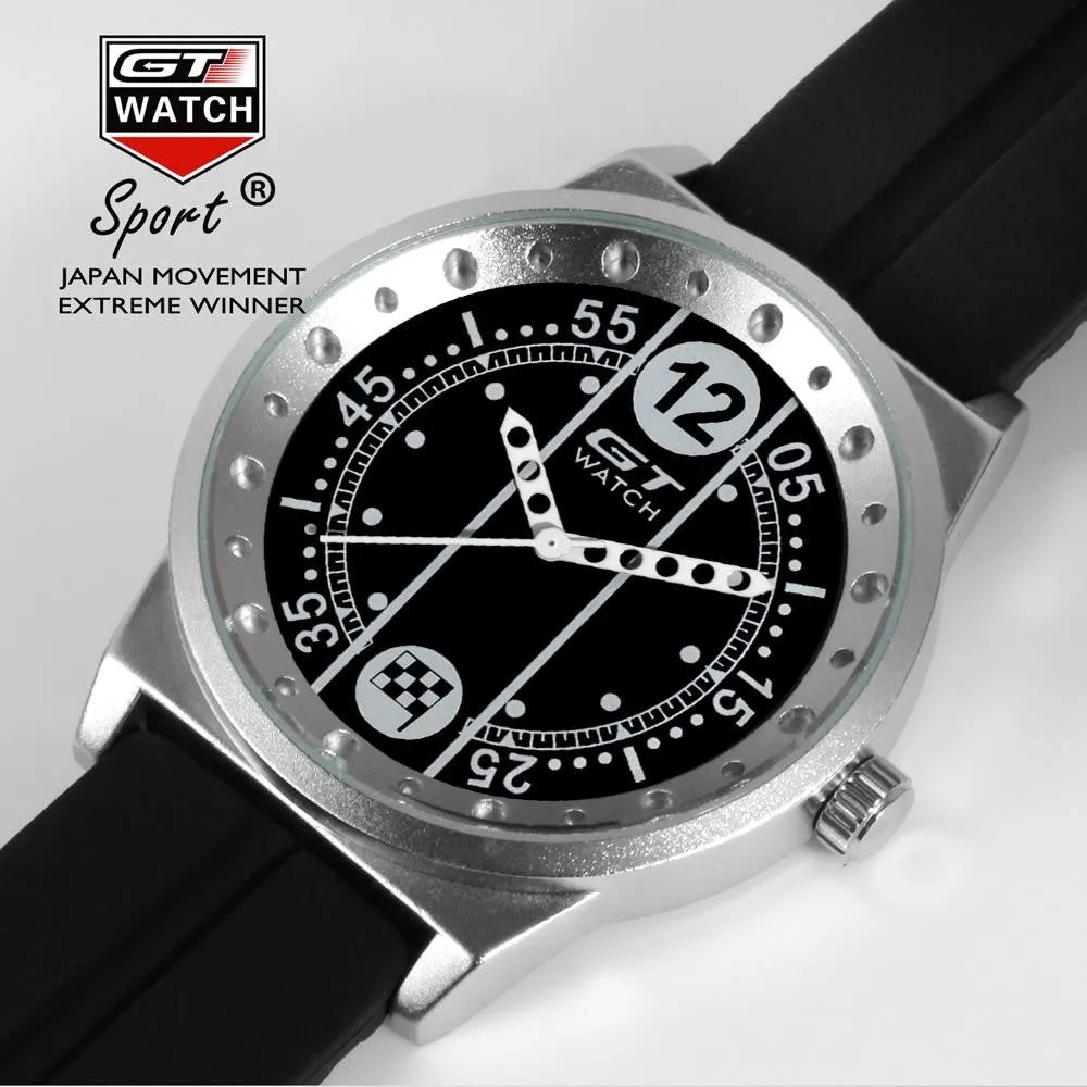 GT WATCH Driver Racing Gulf Collection Stainless Steel Case Relojes Men's Military Race Silicone Strap Watch