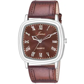 Jainx Brown Dial Brown Leather Strap Watch For Men - JM7161