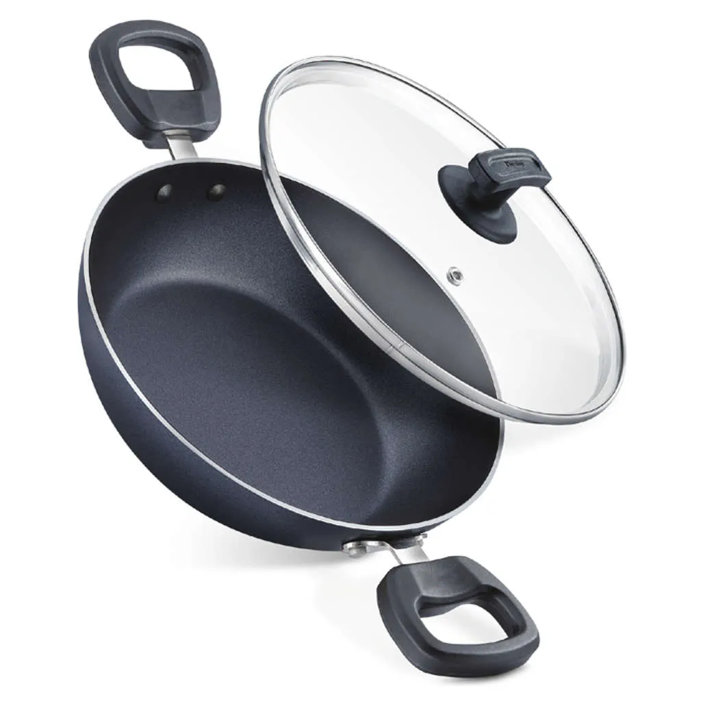 Judge Everyday Nonstick Cookware Kadai With Glass Lid 240mm