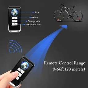 KCMYTONER 1 Pack 113dB Wireless Anti-Theft Vibration Waterproof Security Cycling Bike Alarm Motorcycle Bicycle Alarm with Remote Control