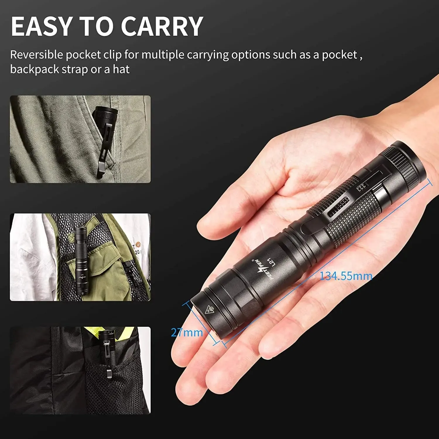 L21 Peetpen Super Bright Portable LED Torch Type-C Rechargeable Tactical Flashlight