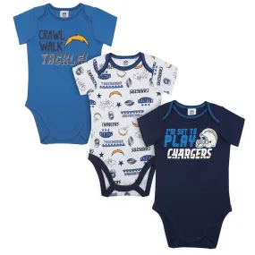 LA Chargers Baby Boys 3 Pack Short Sleeve Bodysuit