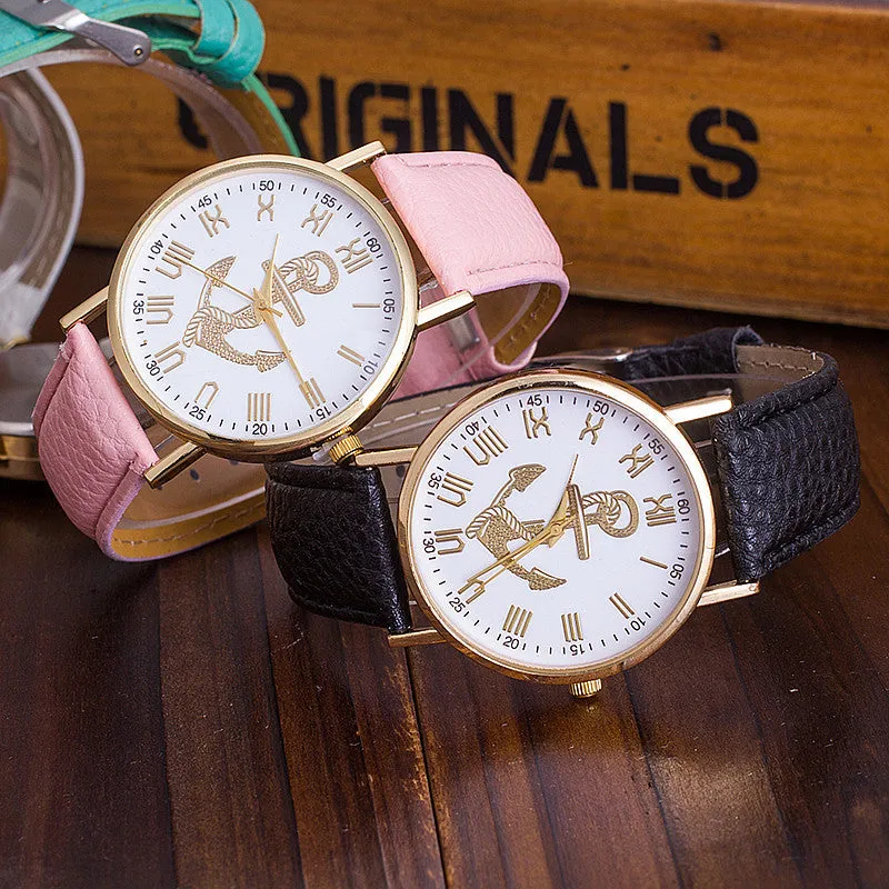 Leather strap Anchor GENEVA Watches Relogio Feminino Fashion Women Quartz Watch Casual Luxury Watches