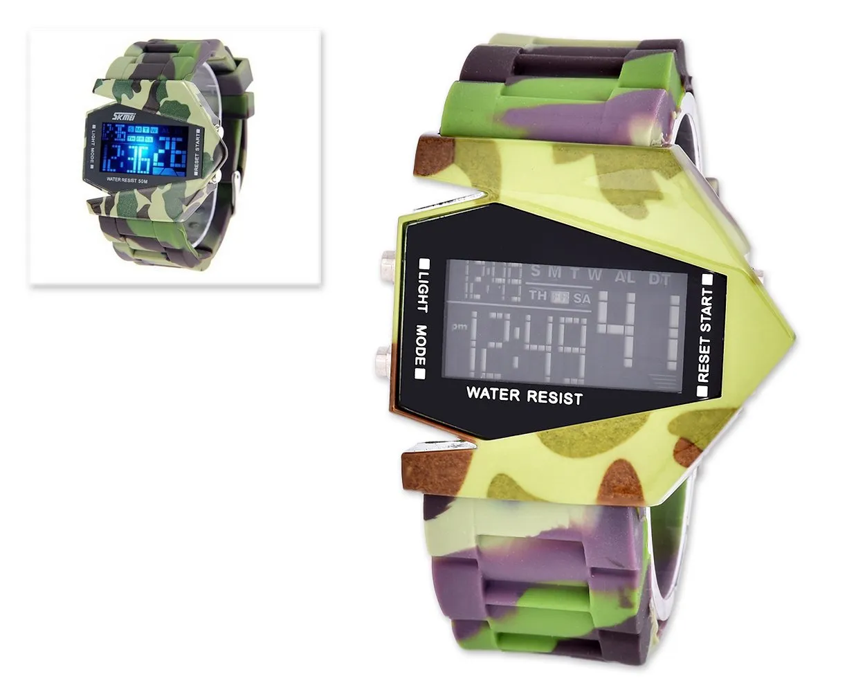 LED Aircraft Fighter Silicone Men Women Unisex Sport Watch