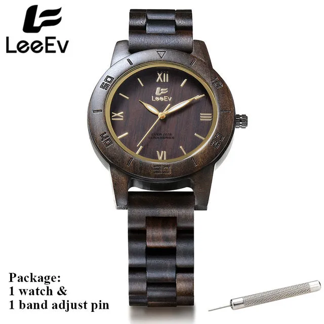 LeeEv Luxury Full Wooden Zebra Watches Man Antique Analog Nature Full Wood Quartz Wristwatch Male Relogio Masculino EV2076