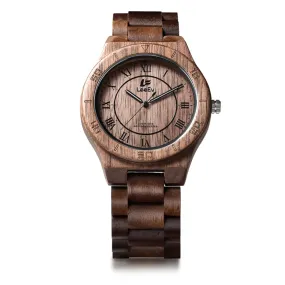 LeeEv Mens Watches Fashion All True Walnut Wood Japanese Quartz Watch for Male Casual Luminous Pointer Wristwatches EV1918