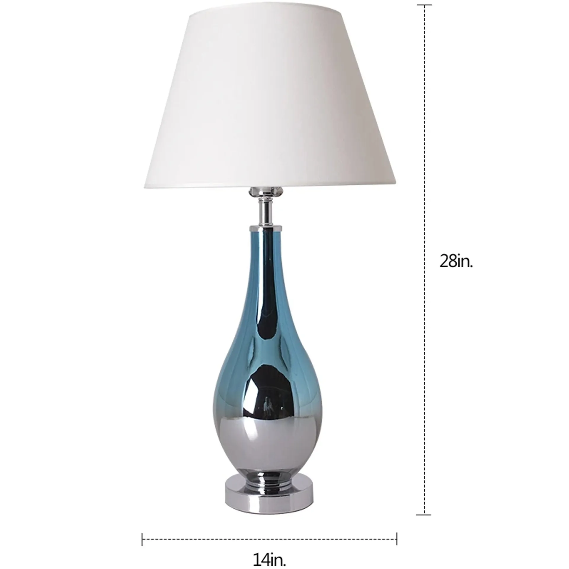 Lola Ombre Droplet Glass Table Lamp 28" - Blue Chrome Ombre/Crème