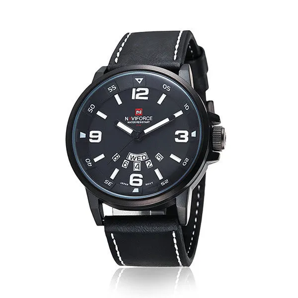 Luxury NAVIFORCE Brand Genuine Leather Analog Display Date Men's Quartz Watch Sports Watches Men Wristwatch