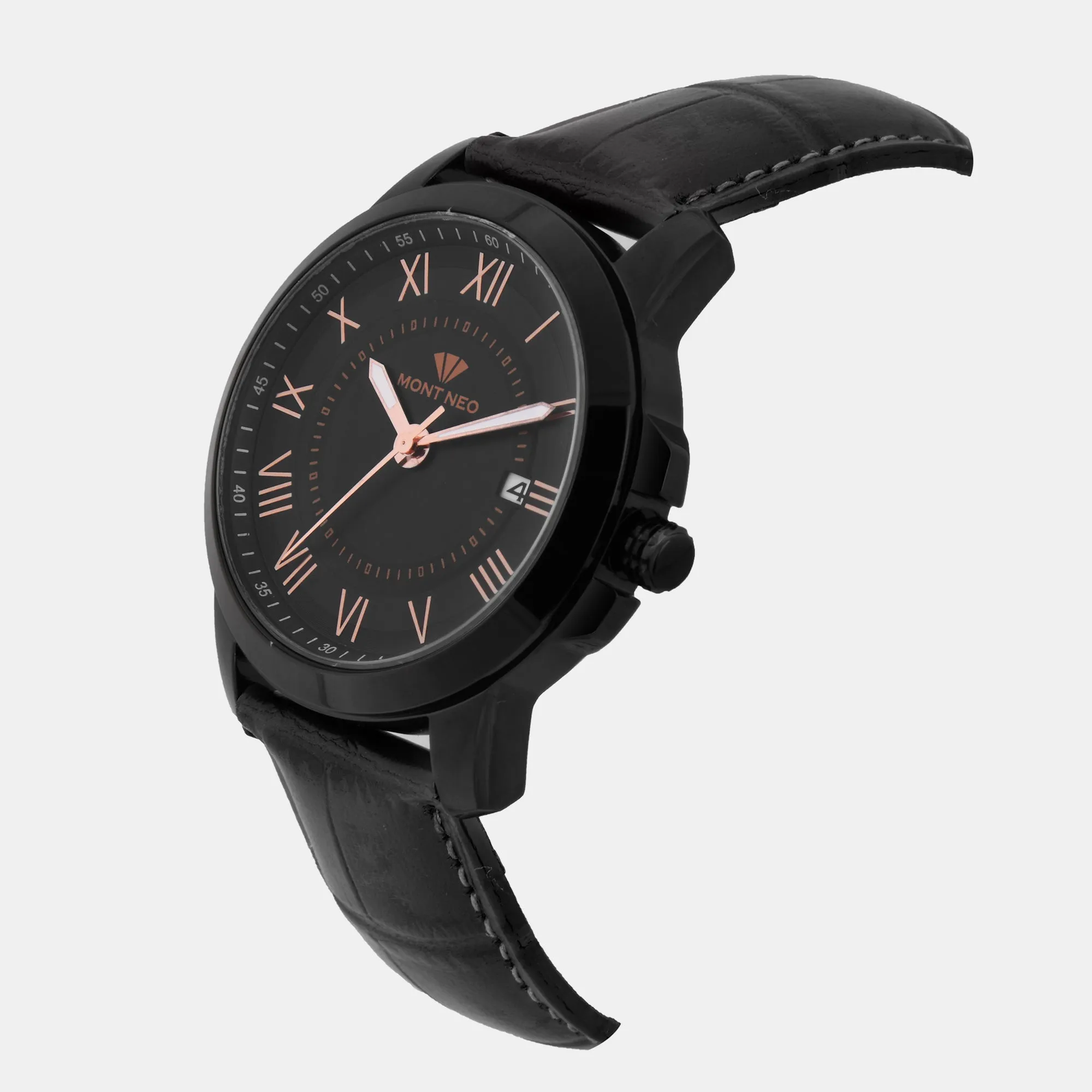 Men Black Analog Leather Watch 8002E-L4404-1