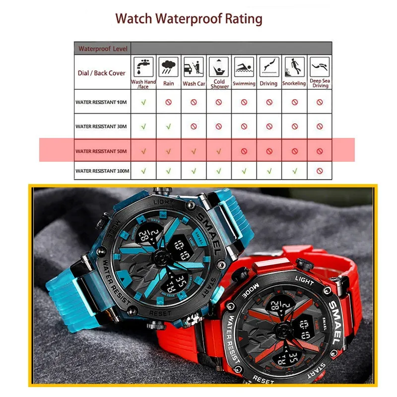 Men Watches Quartz SMAEL Brand Original Wristwatches 50M Waterproof Wristwatch Time Alarm Clock 8087 Sport Watch Military Army