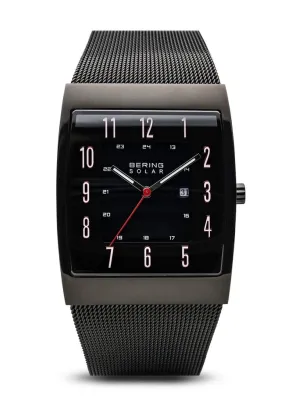 Men's Slim Solar Black Square Face w/Milanese Strap