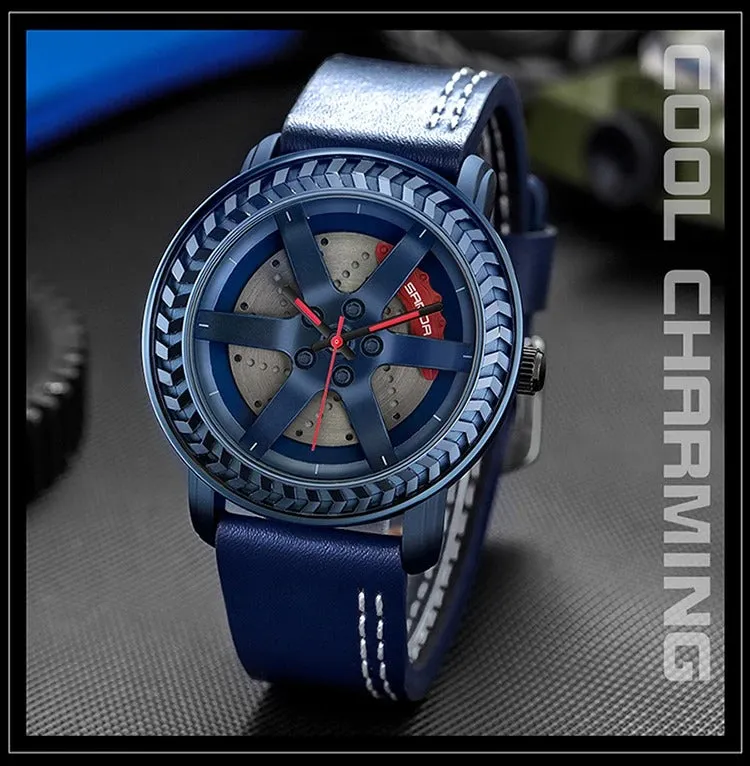 Men's Watches High Quality Quartz Spinning Waterproof Wrist Car Wheel Watch | 1050