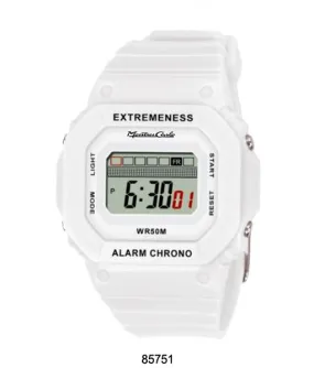 Montres Carlo White Digital 50 Meter LCD Watch