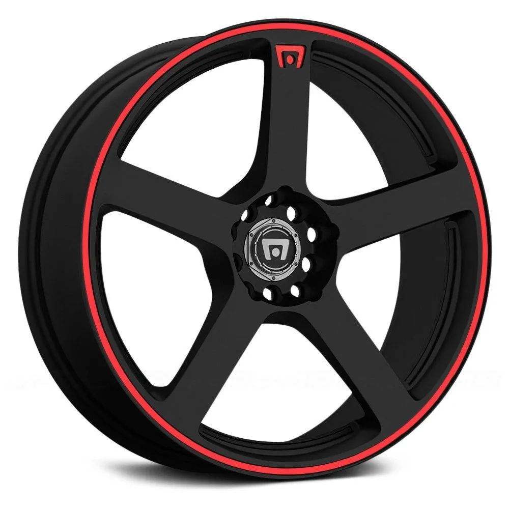 Motegi Racing MR116 Wheels (17x7 5x108  40) Gloss Black / Matte Black w/ Red Racing Stripe