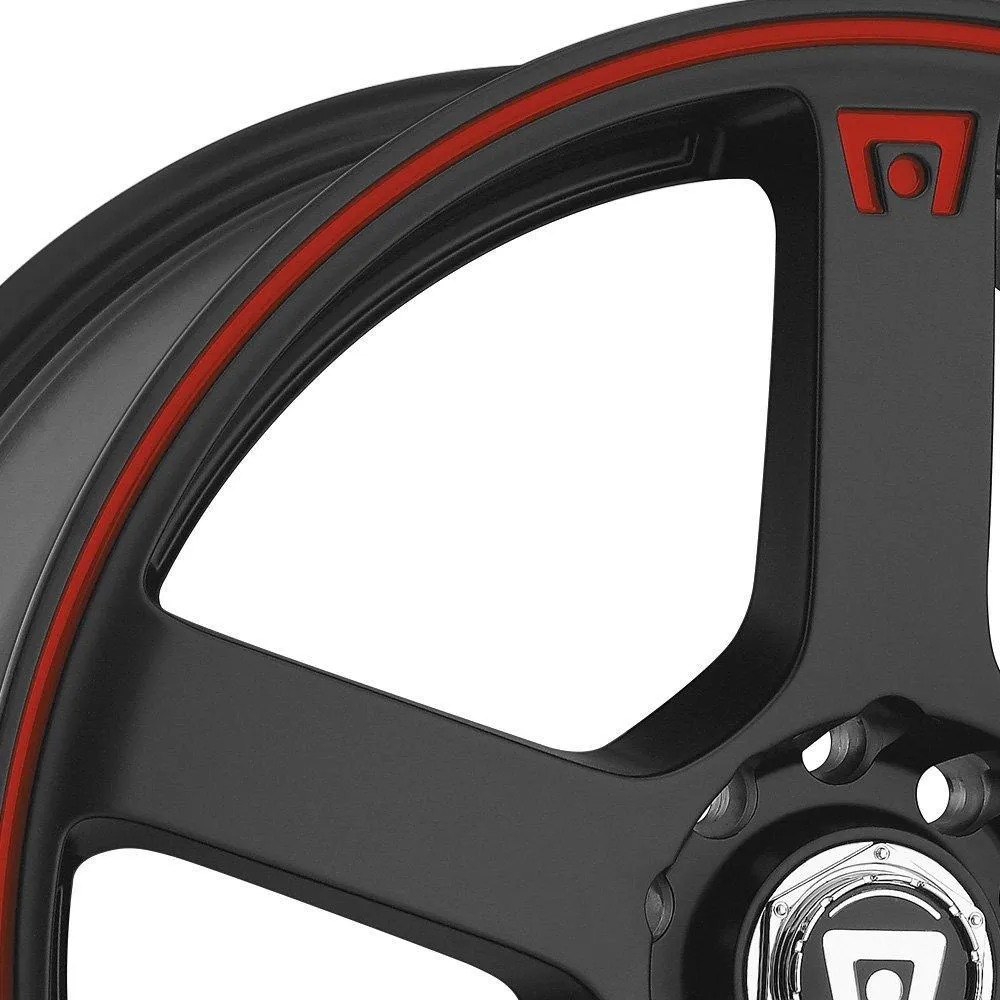 Motegi Racing MR116 Wheels (17x7 5x108  40) Gloss Black / Matte Black w/ Red Racing Stripe