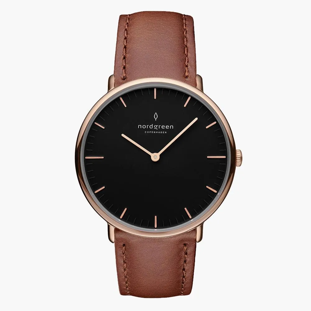 Native | Black Dial - Brown Leather