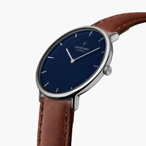 Native | Navy Dial - Brown Leather