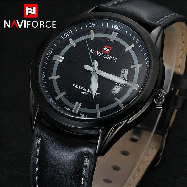 NAVIFORCE Genuine Leather Men Watch Waterproof Watch Top Brand Luxury Men Quartz Men Sports Watch Spring Watch