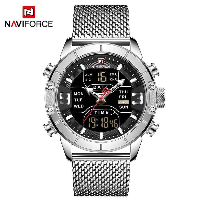 NAVIFORCE Top Brand Luxury Watch Men Fashion Sports Quartz Watch Men Full Steel Waterproof LED Digital Watches Relogio Masculino