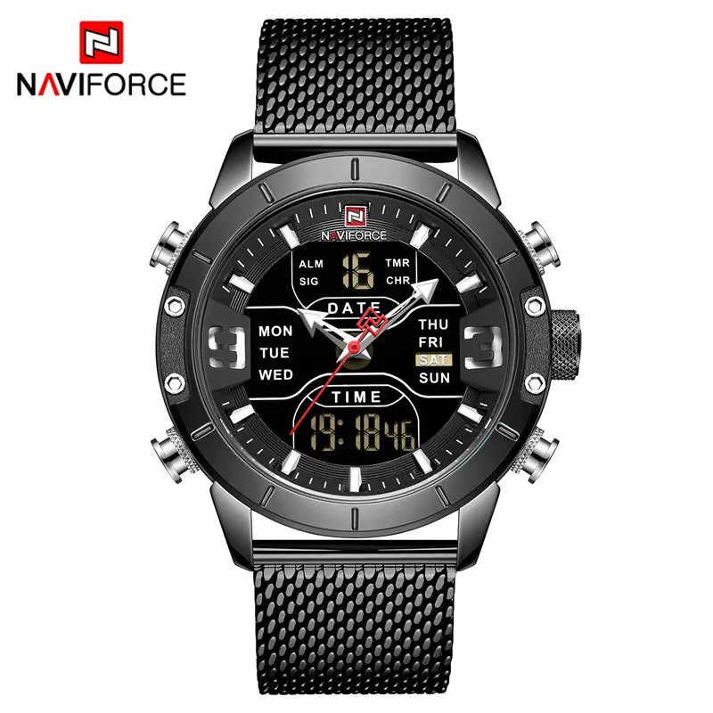 NAVIFORCE Top Brand Luxury Watch Men Fashion Sports Quartz Watch Men Full Steel Waterproof LED Digital Watches Relogio Masculino