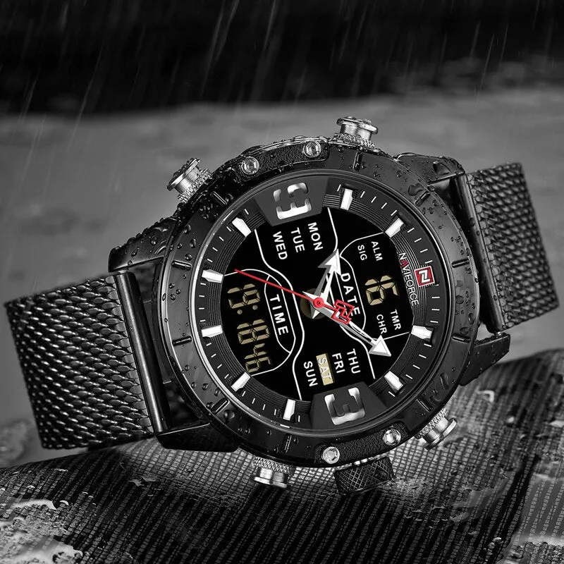 NAVIFORCE Top Brand Luxury Watch Men Fashion Sports Quartz Watch Men Full Steel Waterproof LED Digital Watches Relogio Masculino