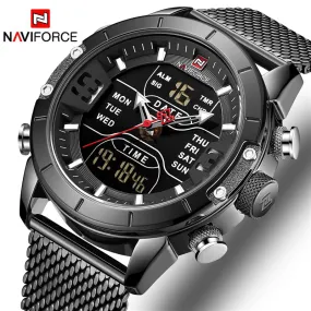 NAVIFORCE Top Brand Luxury Watch Men Fashion Sports Quartz Watch Men Full Steel Waterproof LED Digital Watches Relogio Masculino