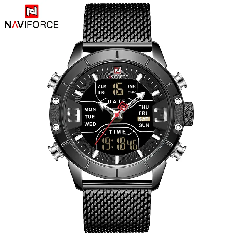 NAVIFORCE Top Brand Luxury Watch Men Fashion Sports Quartz Watch Men Full Steel Waterproof LED Digital Watches Relogio Masculino