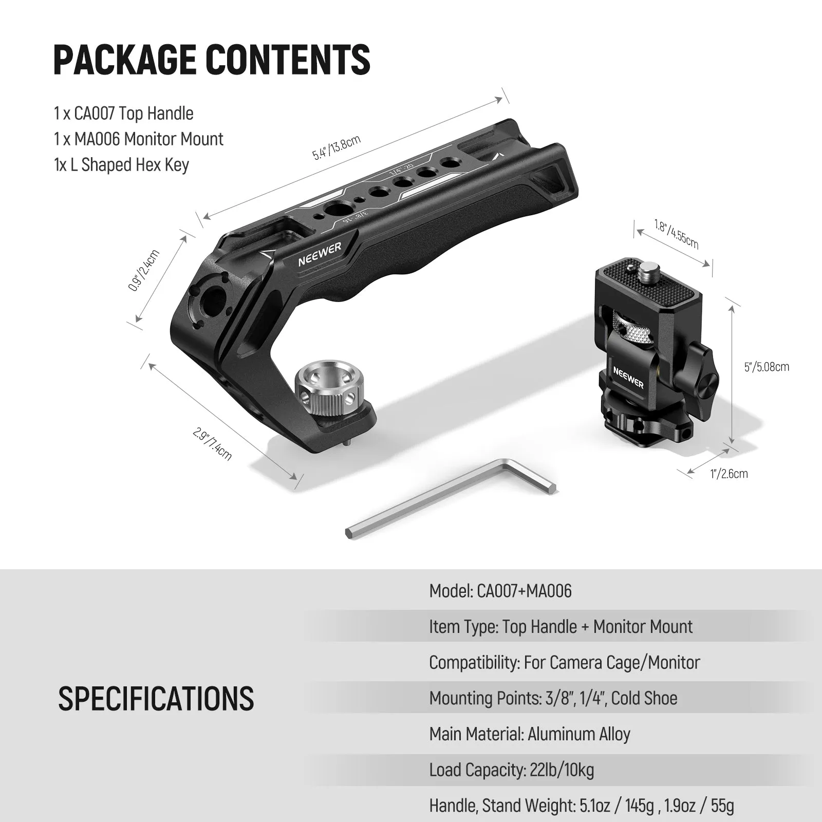 NEEWER CA007 Top Handle   MA006 Monitor Mount Set