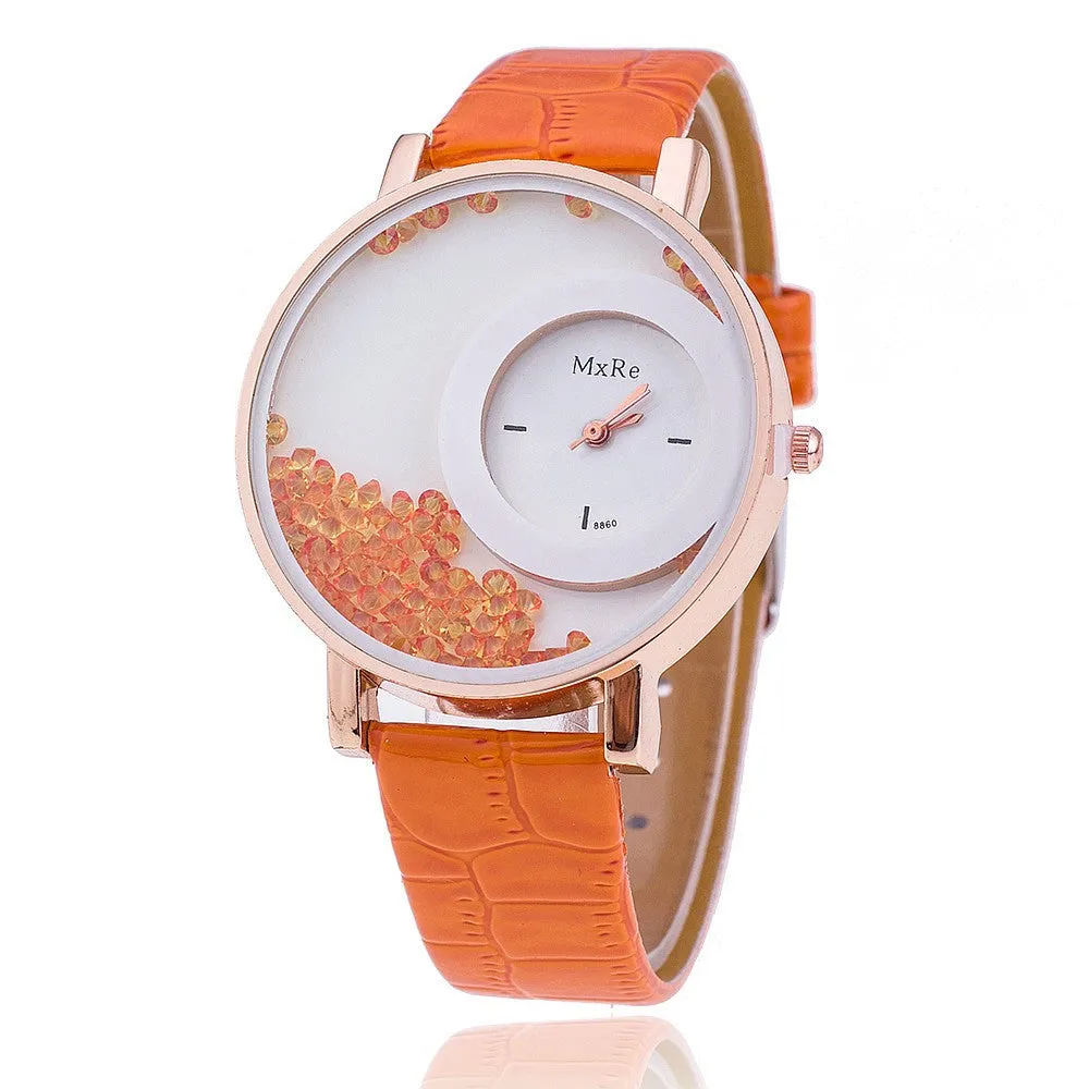 New Fashion Leather Strap Women Rhinestone Wrist Watch Hot Casual Women Dress Watches Relogio Feminino