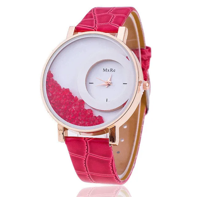 New Fashion Leather Strap Women Rhinestone Wrist Watch Hot Casual Women Dress Watches Relogio Feminino