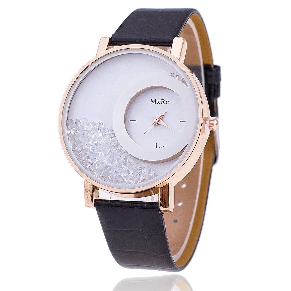 New Fashion Leather Strap Women Rhinestone Wrist Watch Hot Casual Women Dress Watches Relogio Feminino