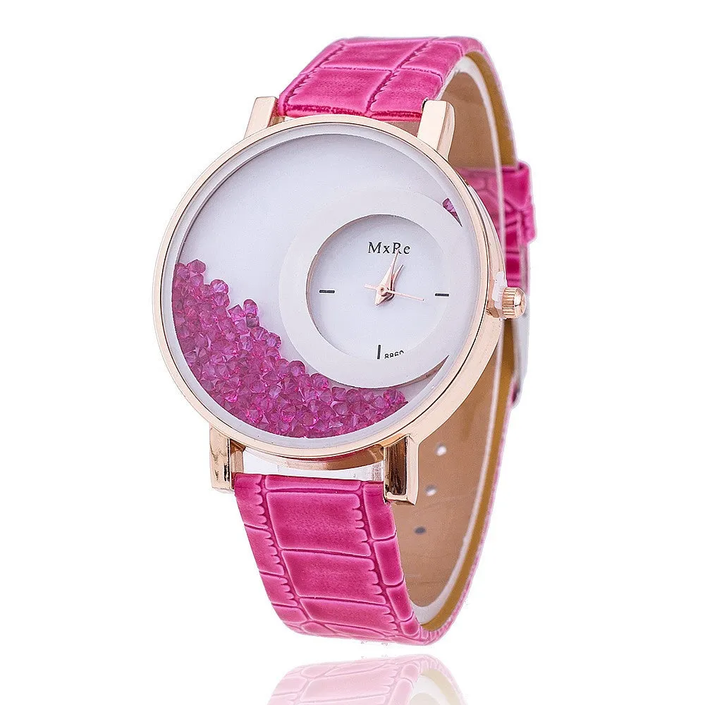 New Fashion Leather Strap Women Rhinestone Wrist Watch Hot Casual Women Dress Watches Relogio Feminino