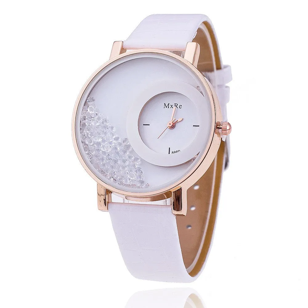 New Fashion Leather Strap Women Rhinestone Wrist Watch Hot Casual Women Dress Watches Relogio Feminino