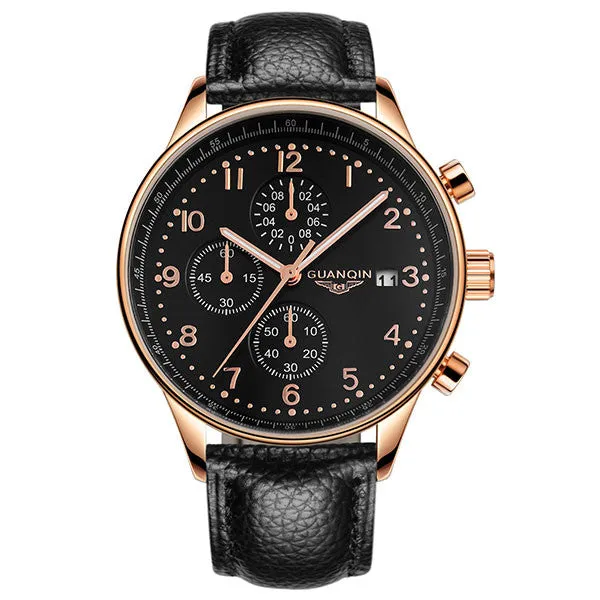 New Fashion Luminous Leather Strap Multifunction Watches Men Quartz Watch Waterproof Wristwatches Male Table Relojes