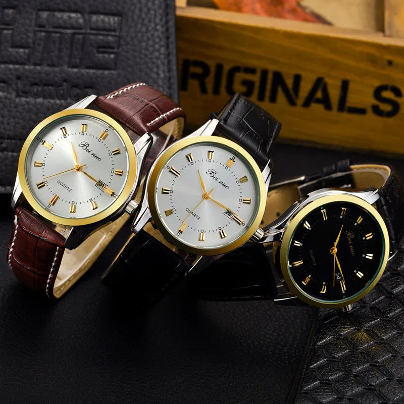 New Fashion Men Quartz Watches Sports Military Wristwatch PU Leather Strap Watch Casual Business Watch Male Relogio