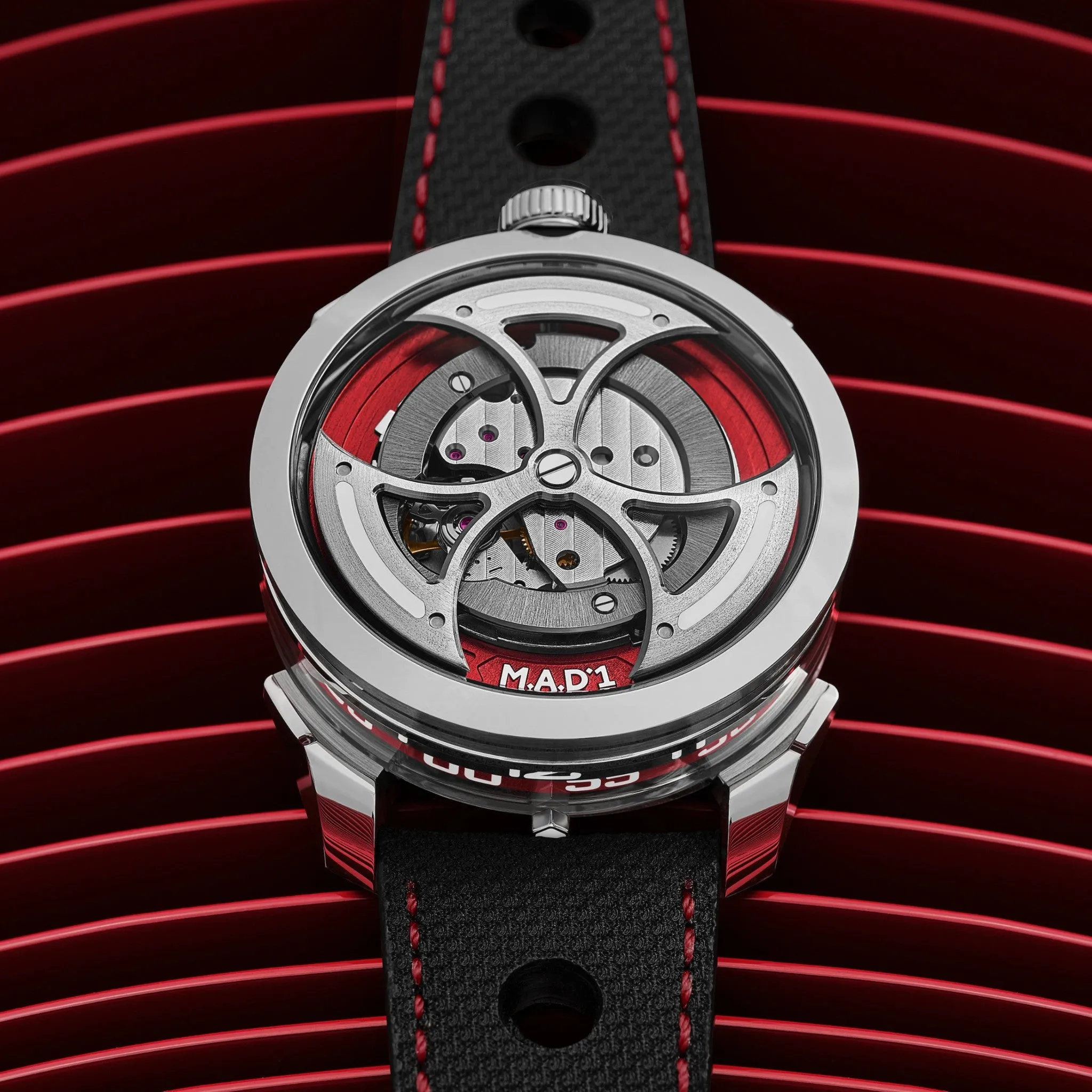 New M.A.D.1 Edition 1 Red by MB&F Automatic Steel Mens 42mm Strap MAD Watch