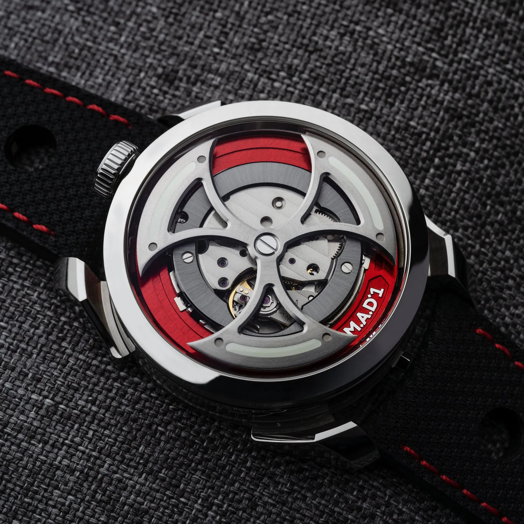 New M.A.D.1 Edition 1 Red by MB&F Automatic Steel Mens 42mm Strap MAD Watch