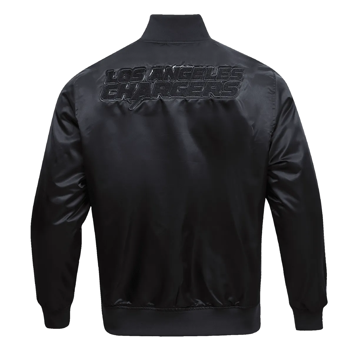 NFL LOS ANGELES CHARGERS TRIPLE BLACK MEN'S SATIN JACKET (TRIPLE BLACK)