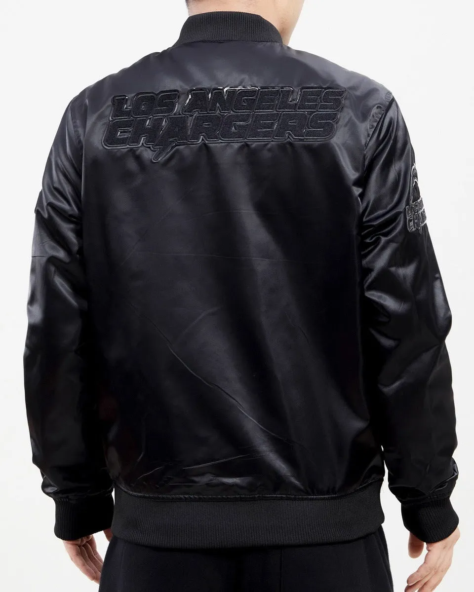 NFL LOS ANGELES CHARGERS TRIPLE BLACK MEN'S SATIN JACKET (TRIPLE BLACK)