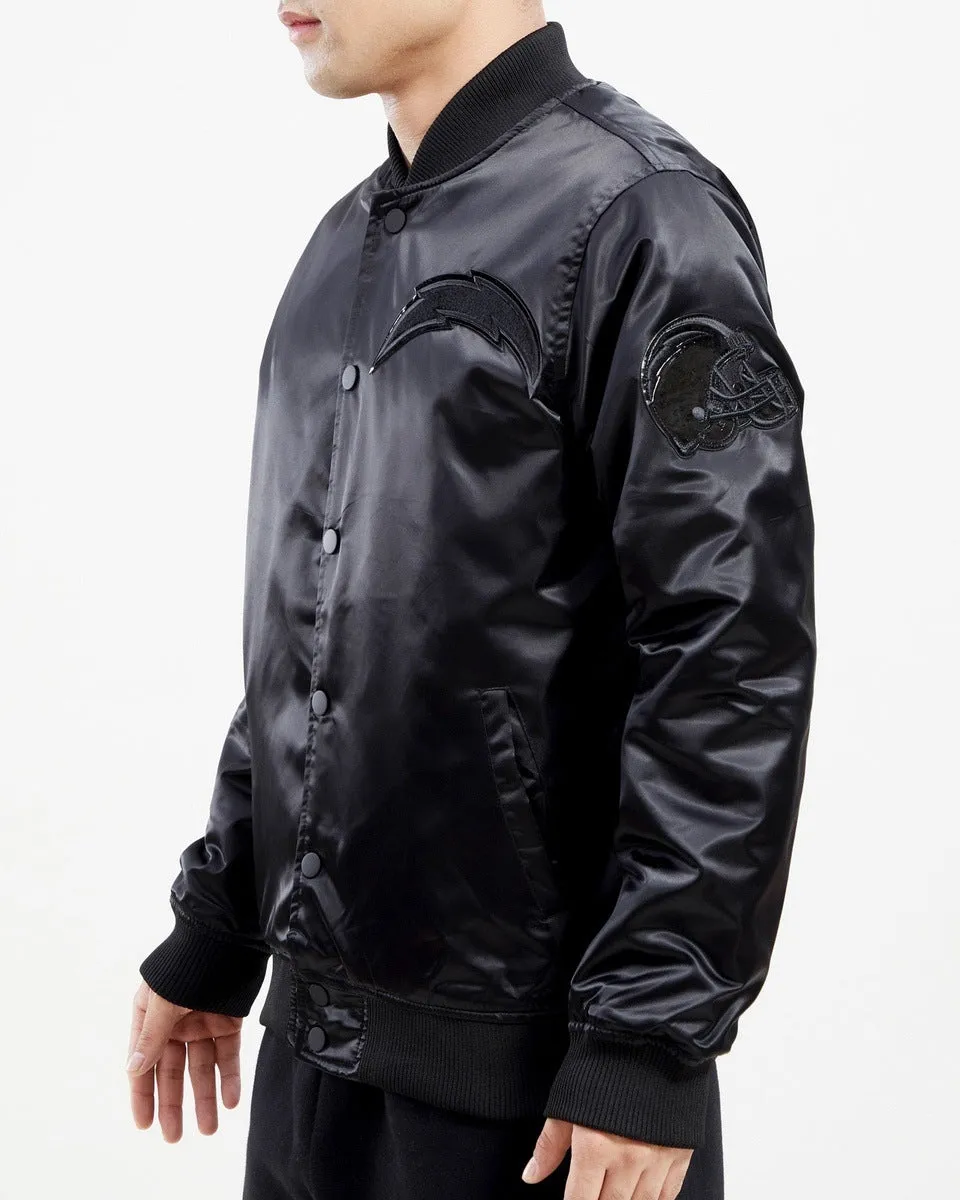 NFL LOS ANGELES CHARGERS TRIPLE BLACK MEN'S SATIN JACKET (TRIPLE BLACK)